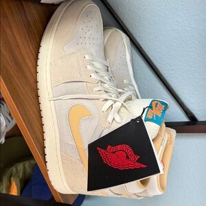 Jordan Mens Cream and Orange Sneakers
